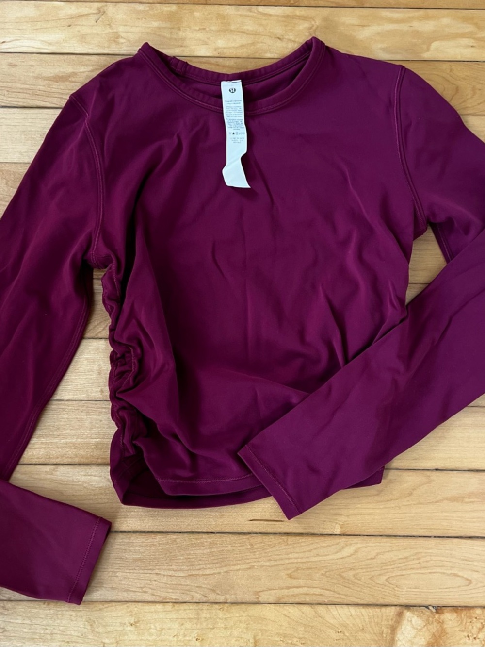 Lululemon Long Sleeve Ruched Side Work Out Top - Berry